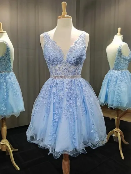 A-line V-Neck Sleeveless...