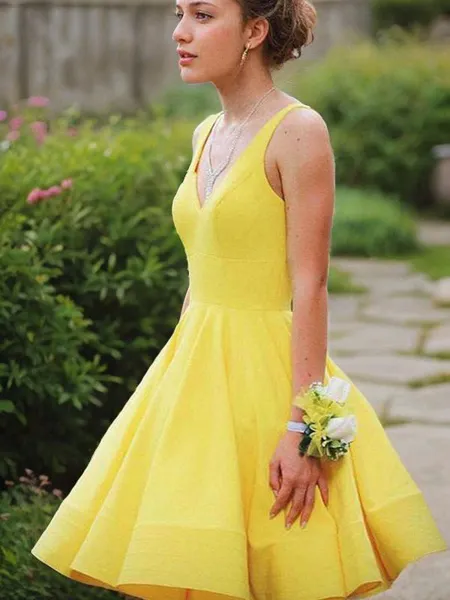 A-line V-Neck Sleeveless...