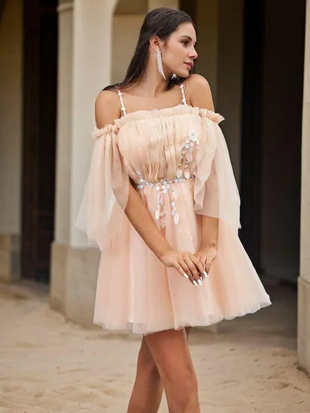 A-line Spaghetti Straps 1/2...