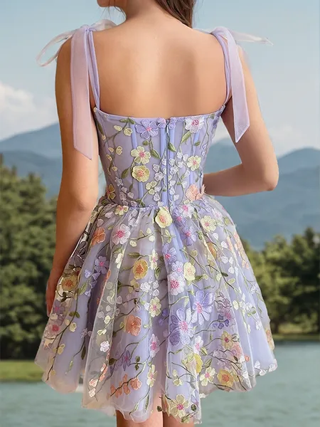 A-line Trendy Straps Tulle...