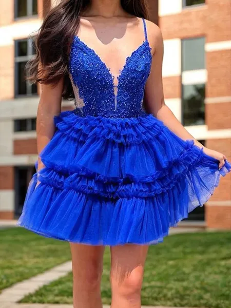 Dazzling A-line V-Neck...