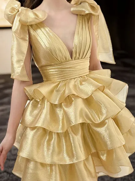 V-Neck Charming A-line...