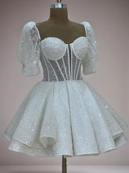 Short Square Stunning A-line Sleeves Short/Mini Corset Homecoming Dress