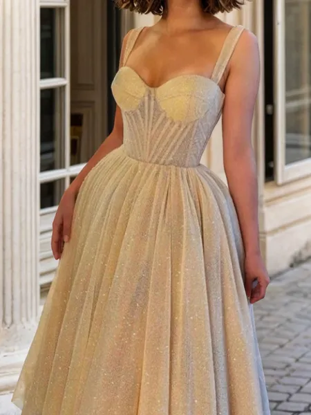 Unique A-line Straps Sequin...