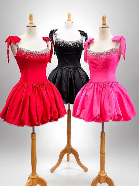 Charming A-line Straps Bow...