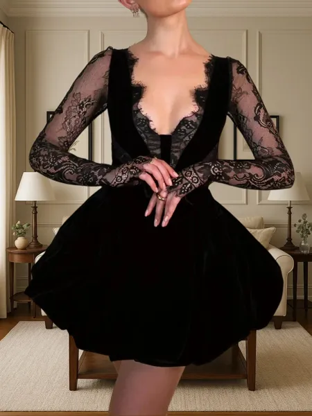 Aristocratic A-line V-Neck...