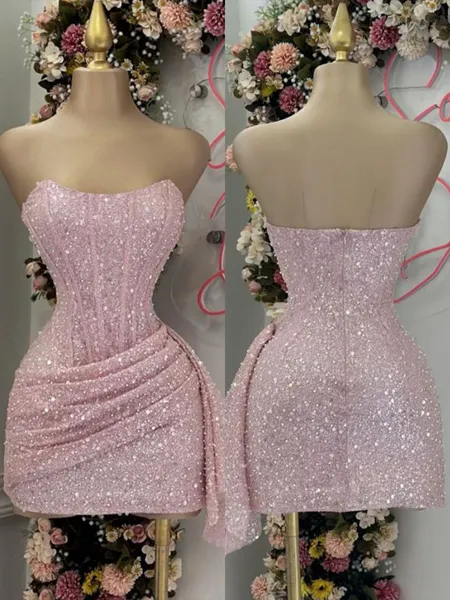 Classy Sheath Straight Pleated Short/Mini Corset Homecoming Dress