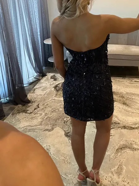 Trendy Sheath V-Neck Sequin...