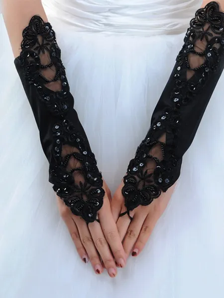 Stunning Cloth With Applique Wedding Gloves