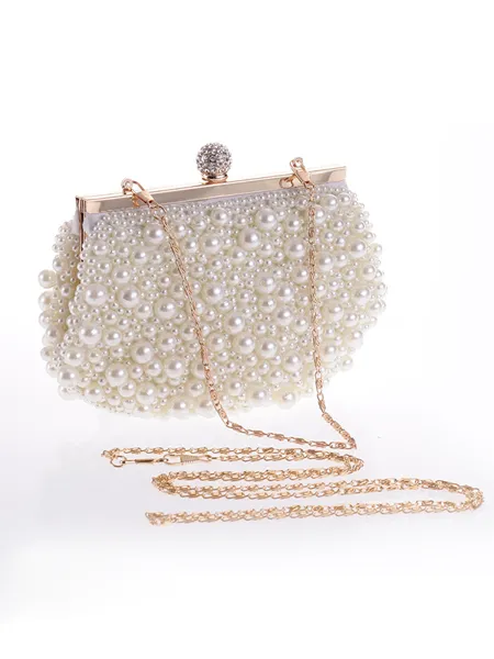 Pretty Polyester With Imitation Pearl Evening/Party Handbags
