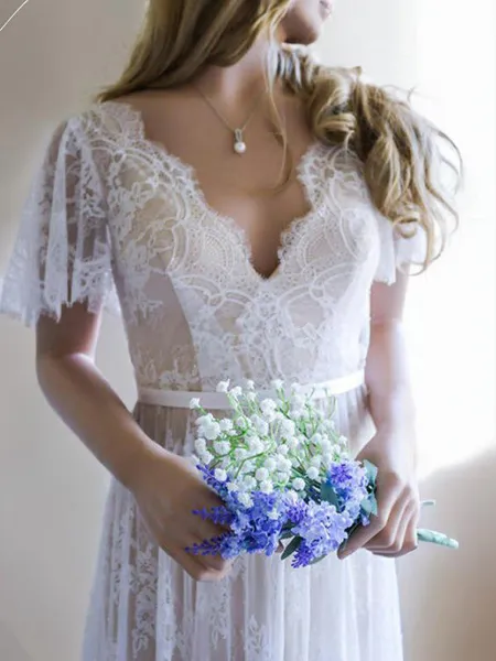 A-line V-Neck Stunning...