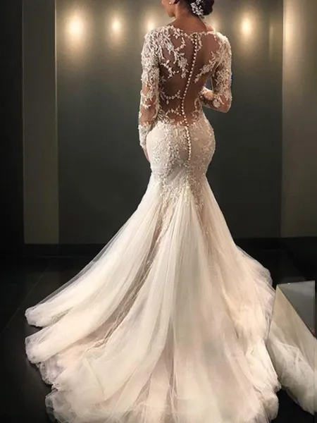 Trumpet/Mermaid V-Neck Long...