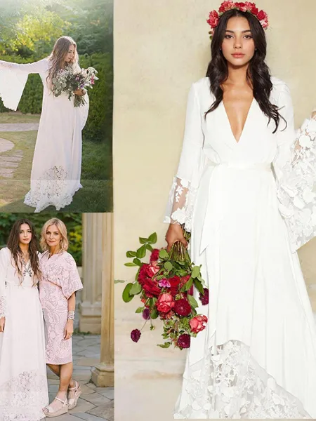 A-line V-Neck Long Sleeves...