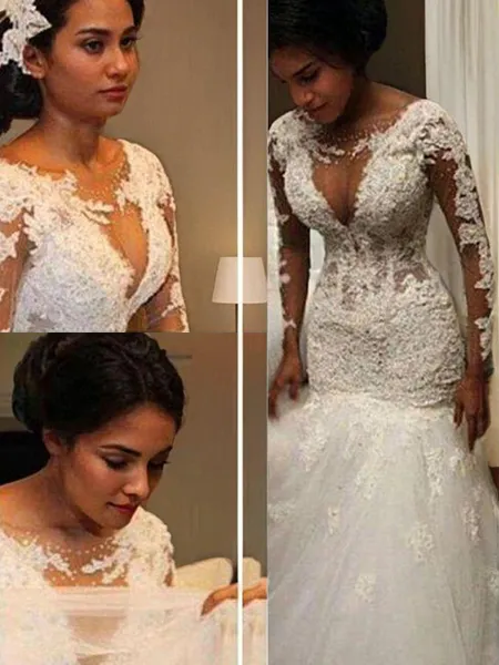 Trumpet/Mermaid V-Neck Long...