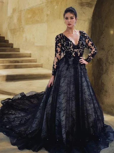 A-line V-Neck Long Sleeves...