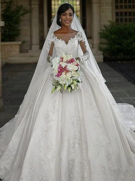 Ball-Gown Bateau Long...