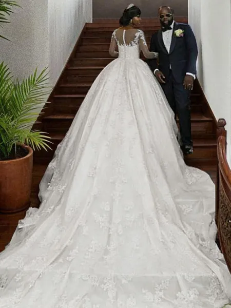 Ball-Gown Bateau Long...