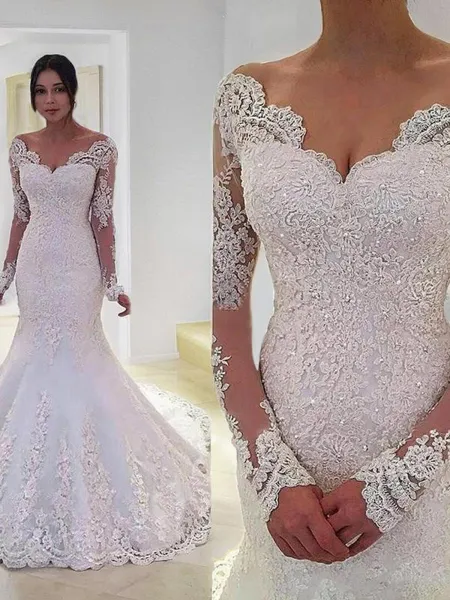 Trumpet/Mermaid V-Neck Long...