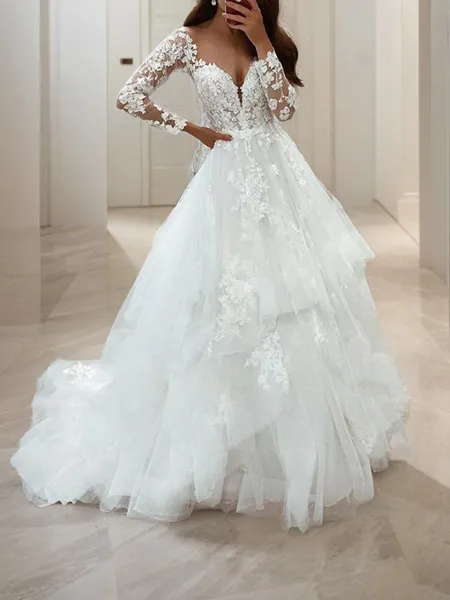 A-line Princess V-Neck Long...