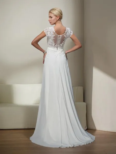 Classic A-line Sheer Neck...