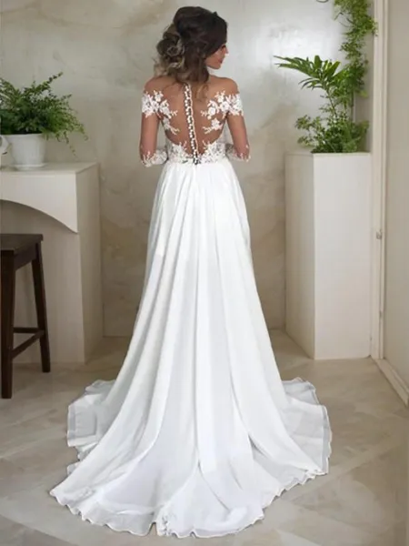 A-line Scoop Long Sleeves...