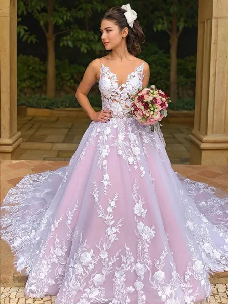 Ball-Gown V-Neck Sleeveless...