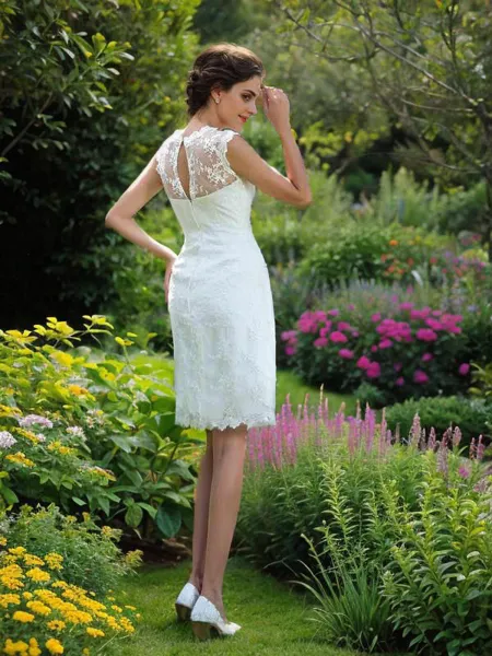 A-line Sheer Neck...