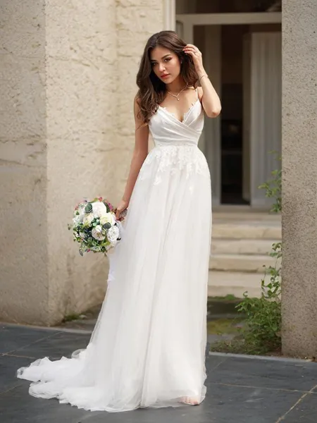 A-line Princess V-Neck...