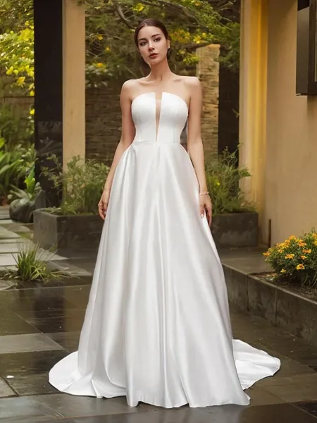 A-line Strapless Sleeveless...