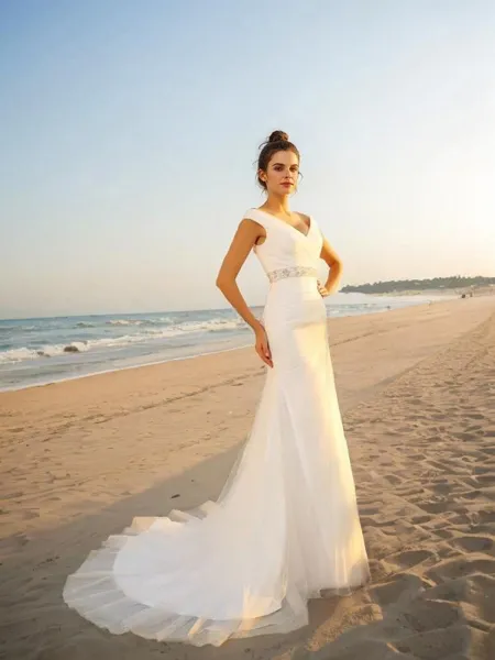 Sheath/Column V-Neck...