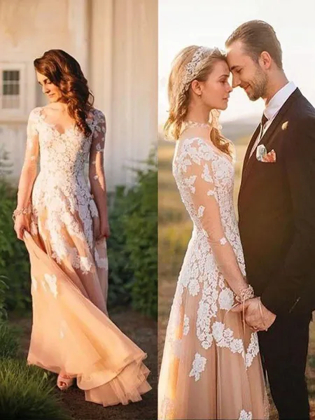 A-line Princess V-Neck Long...