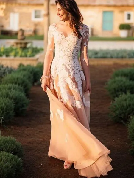 A-line Princess V-Neck Long...