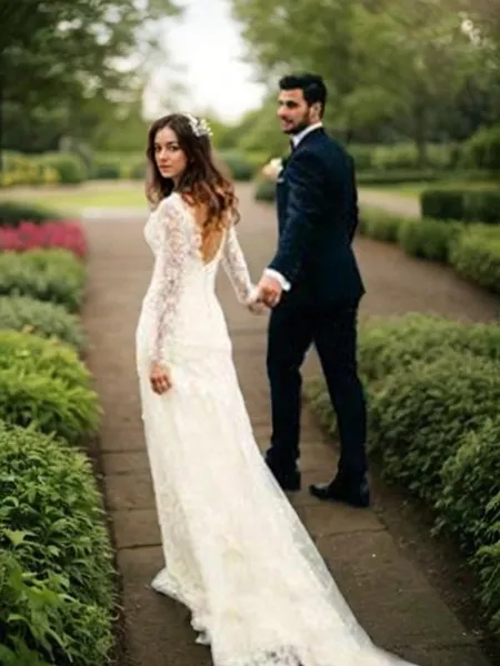 Sheath/Column V-Neck...