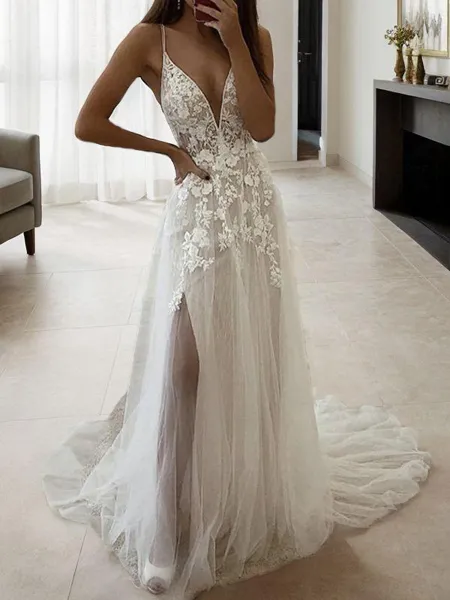 A-line Princess V-Neck...