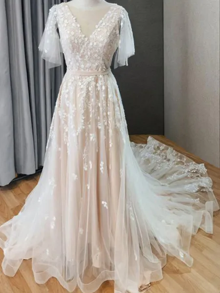 A-line Princess V-Neck...