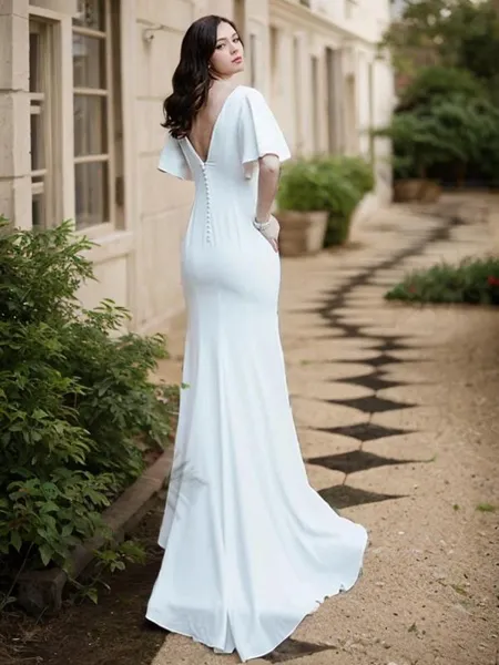 Sheath/Column V-Neck 1/2...