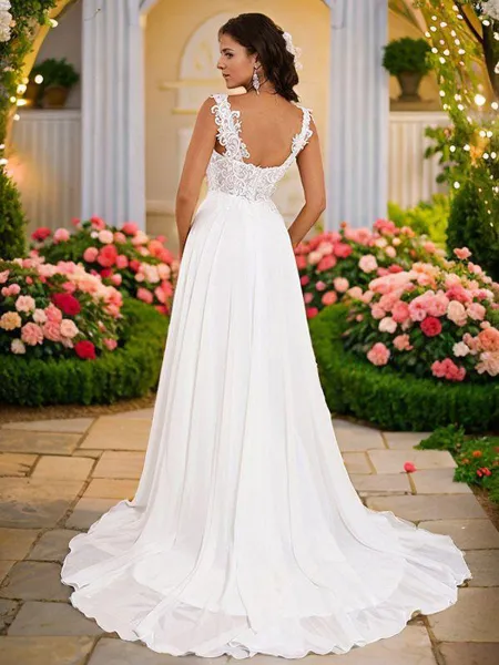 A-line Straps Sleeveless...