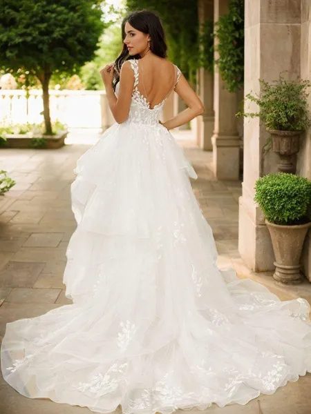 Ball Gown V-Neck Glam...