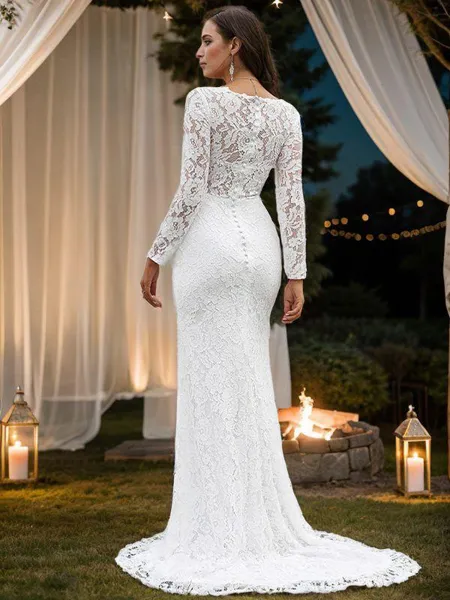 Sheath/Column V-Neck Long...