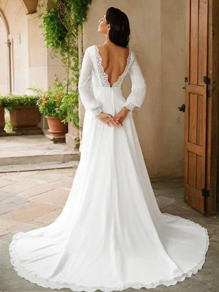 A-line Scoop Stylish Long...