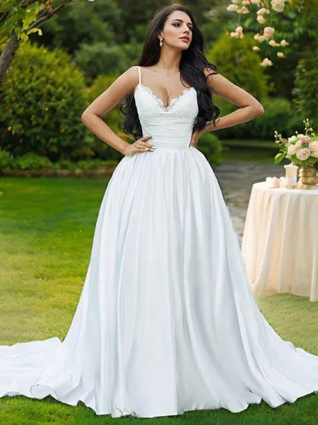 Ball Gown V-Neck Sleeveless...
