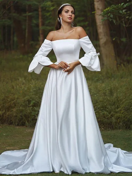 A-line Off-the-Shoulder 3/4...