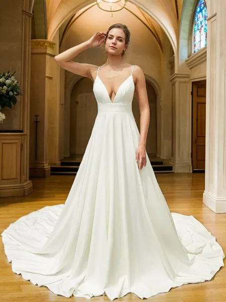 A-line V-Neck Unique...