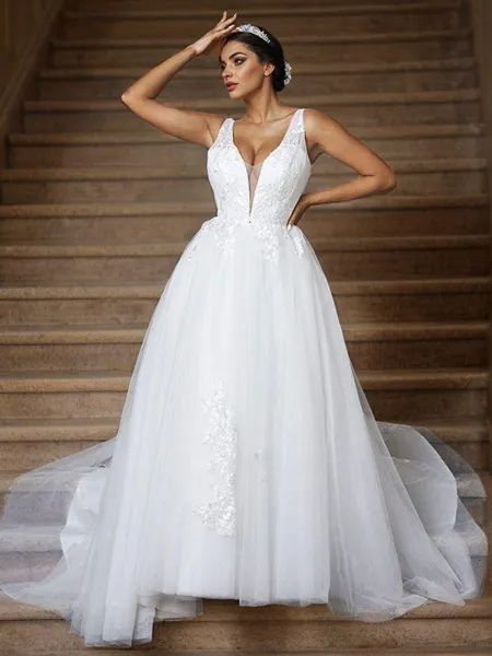 Modest A-line V-Neck...