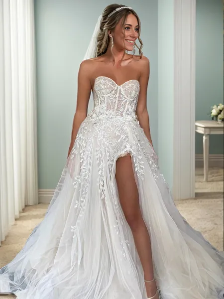 Delicate A-line Sweetheart...