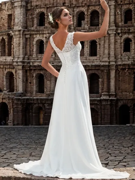 A-line Stunning V-neck...