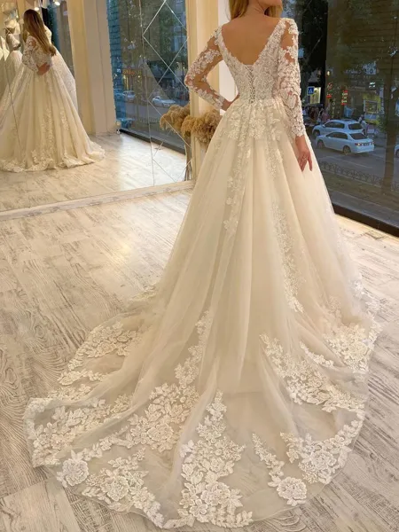 Magnificent A-Line V-Neck...