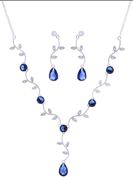 Brilliant Copper With Zircon Jewelry Sets For Ladies