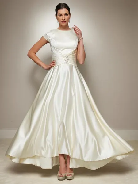 A-line Scoop Short Sleeves...