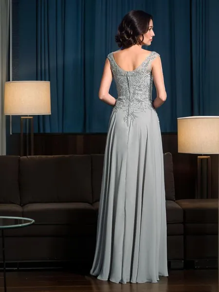 A-line V-Neck Sleeveless...